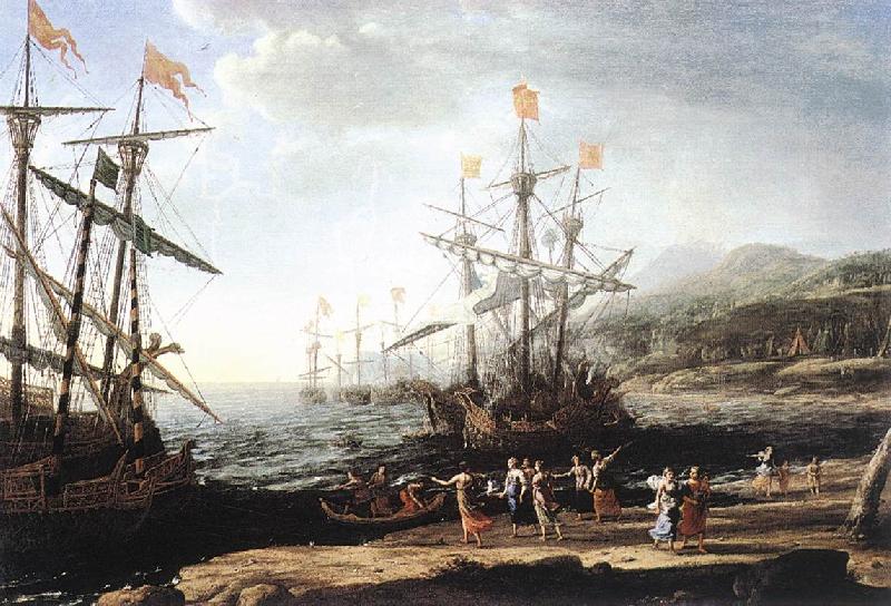 Claude Lorrain Marine with the Trojans Burning their Boats dfg Sweden oil painting art